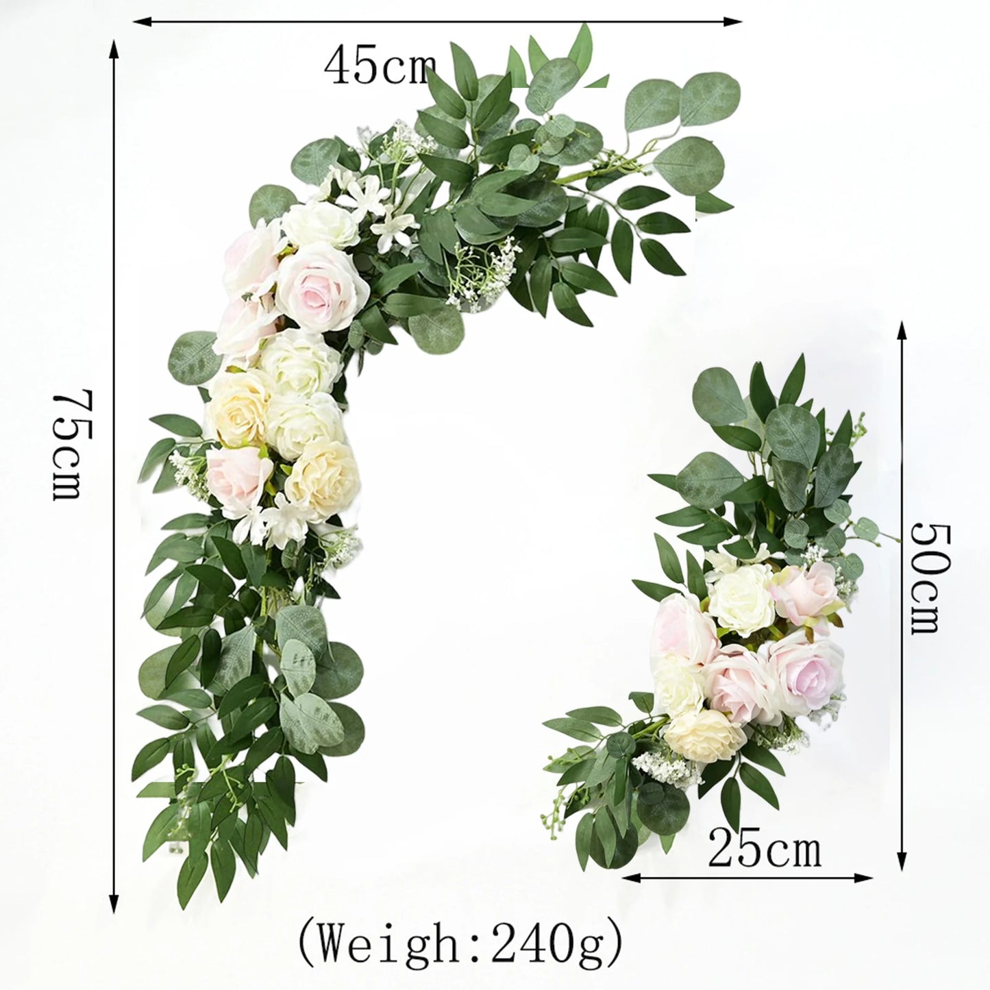 Large 2Pcs Artificial Flower Swag Floral Swag Garland Wedding Arch Flowers Kit for Sign Rustic Artificial Floral Swag Arch Decor