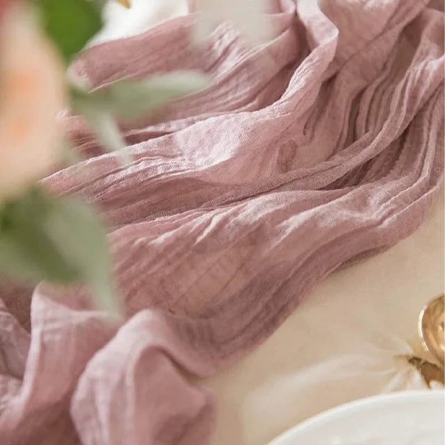 Soft Gauze Rustic Setting Table Runner and Napkin Set