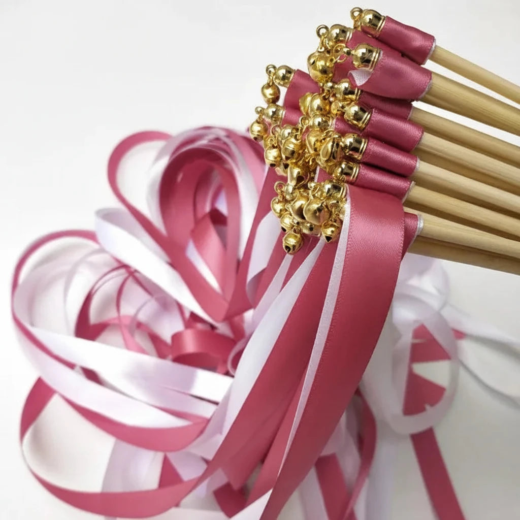 Dark Pink Wedding Ribbon Wands