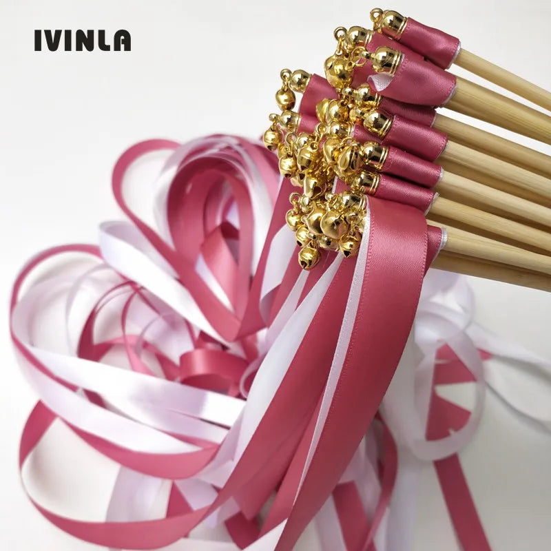 50PCS Coral Wedding Ribbon Wands