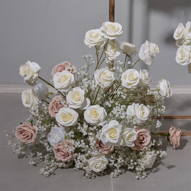 White and Blush Pink Floral Wedding Arch Set