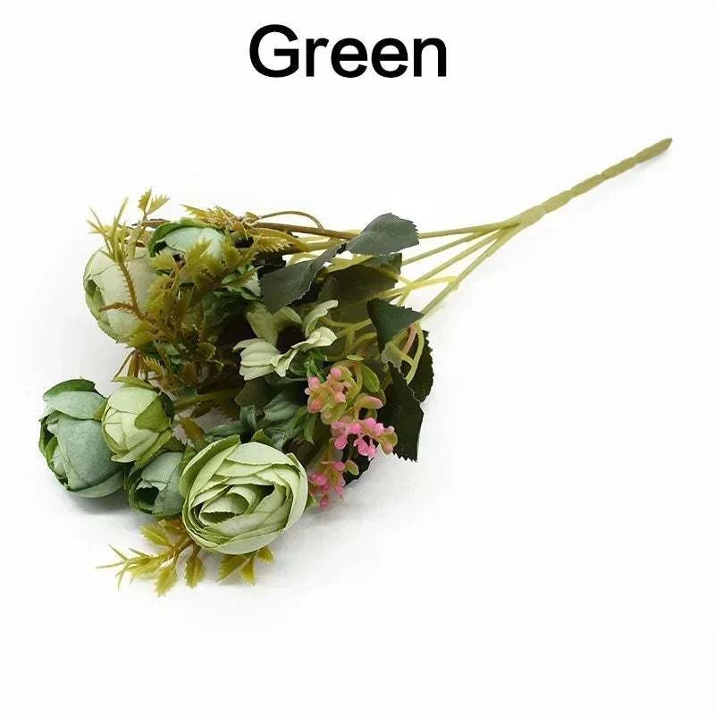Artificial Flower Bouquet 13 Heads European Peony Silk Flowers Plastic