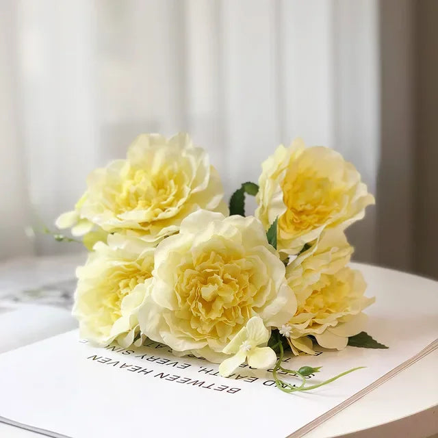 5 big flower heads beautiful peony flower silk flower high quality art