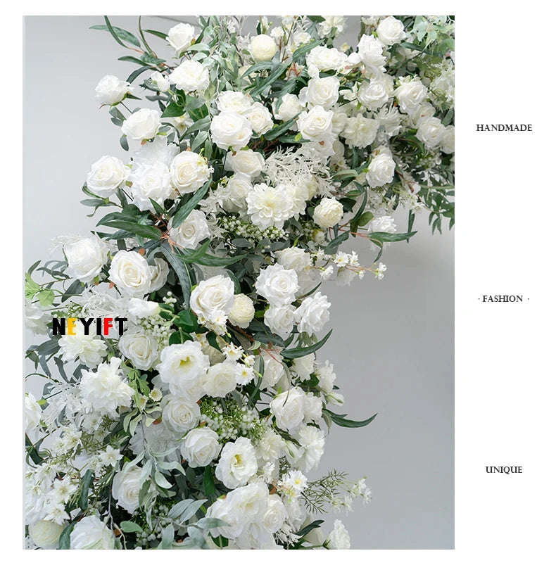 Green Olive Leaves White Rose Peony Flower Arrangement