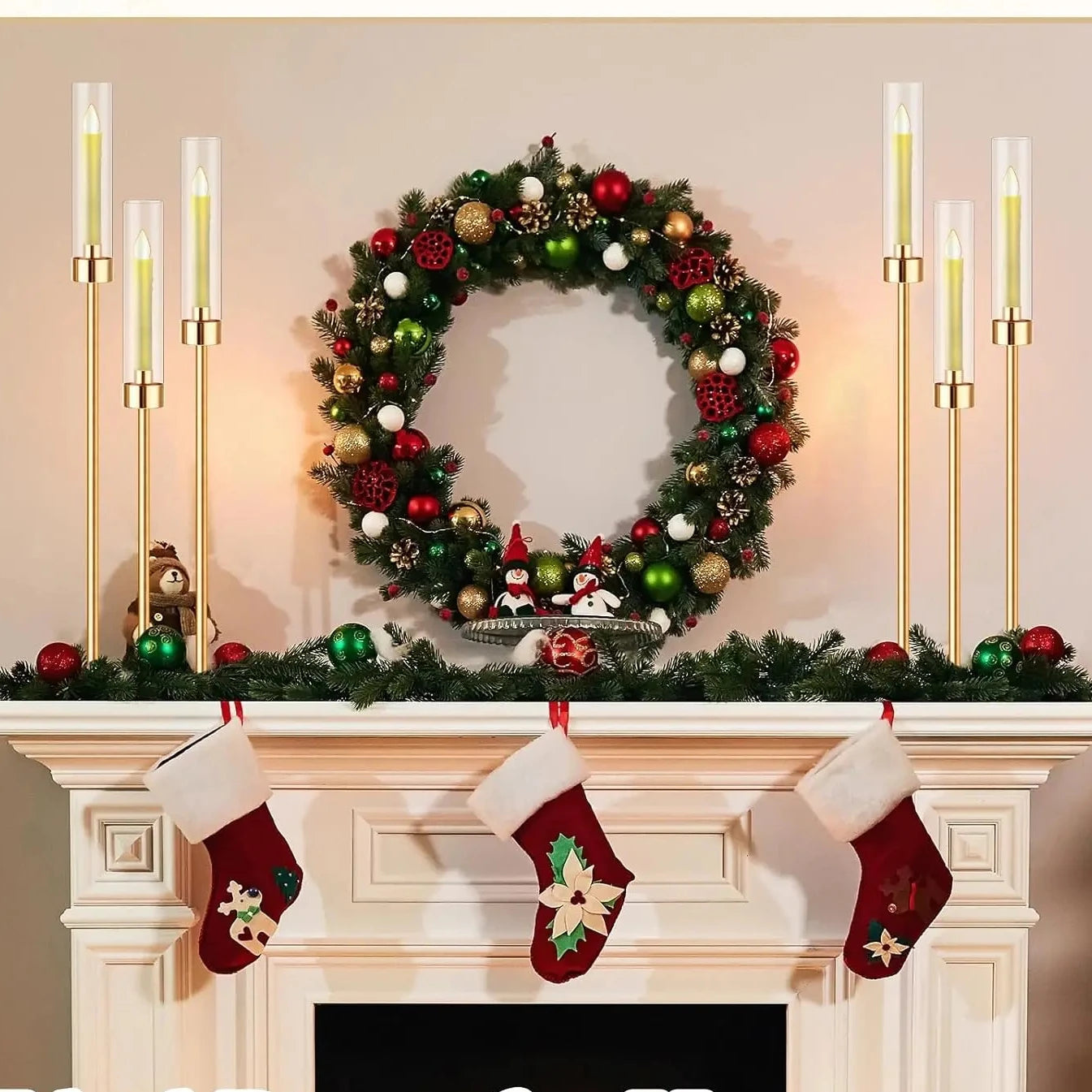 Gold Glass Candle Holder Set, 8 Pieces