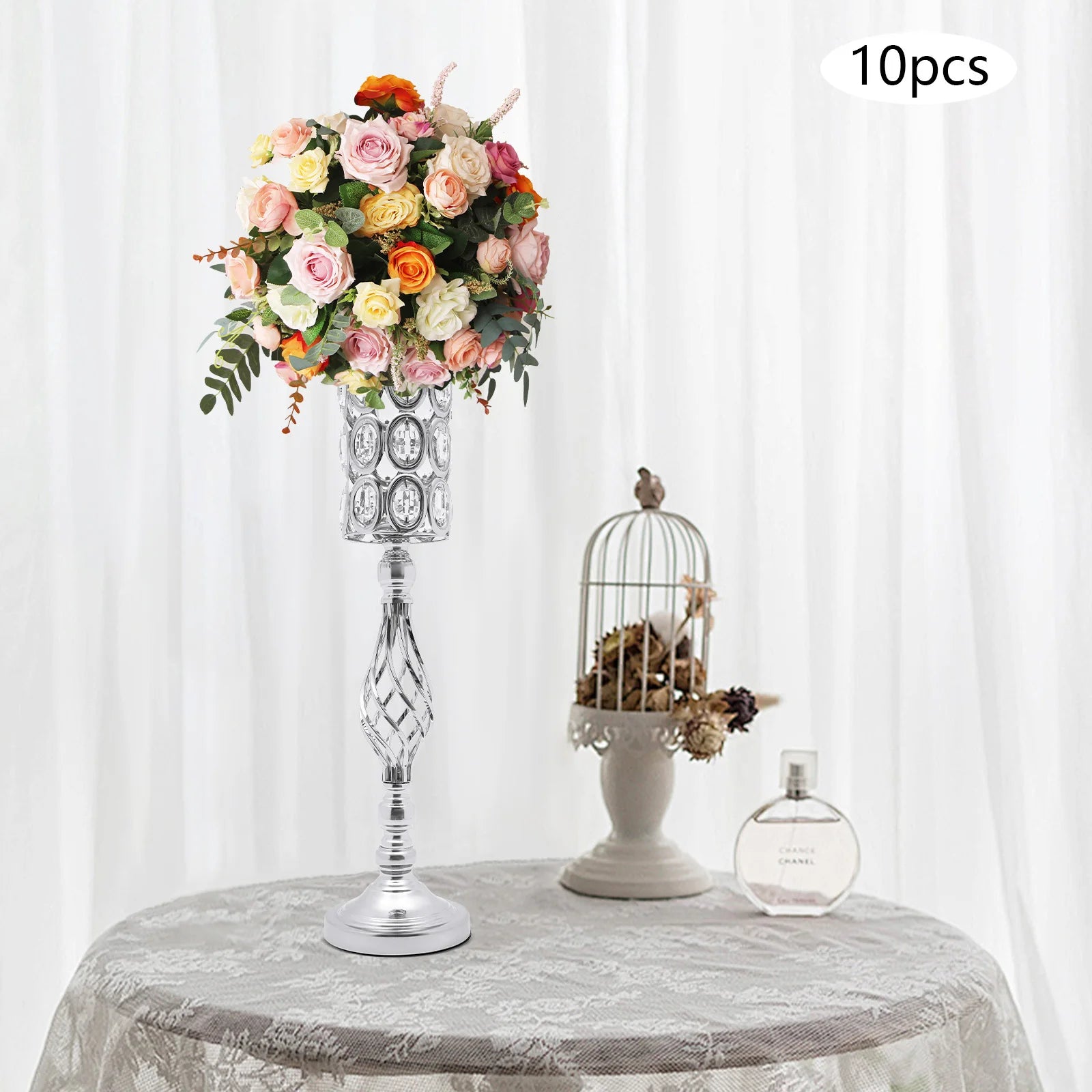 Elegant Wedding Flower Vases, 10-Piece Set
