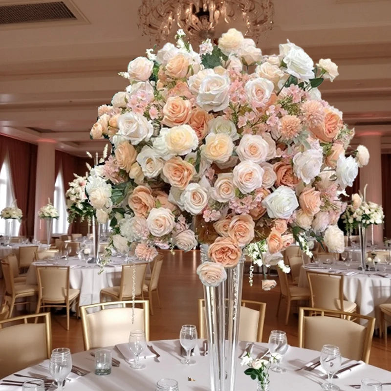 Champagne Floral Ball Wedding Centerpiece Decor