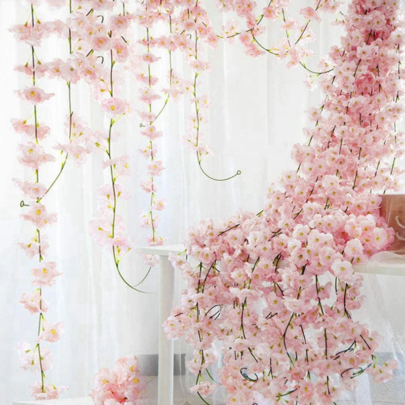 Silk Sakura Blossom Garland Wall Decor Vine