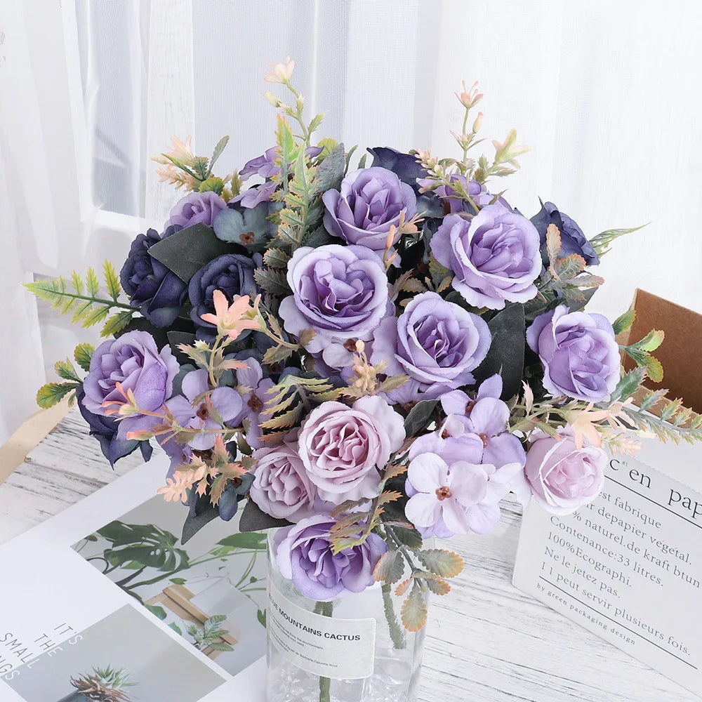 Beautiful Roses Autumn Artificial Flowers Silk Peony Hydrangea Big Bri