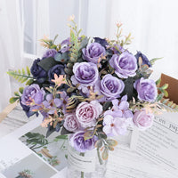 Beautiful Roses Autumn Artificial Flowers Silk Peony Hydrangea Big Bri