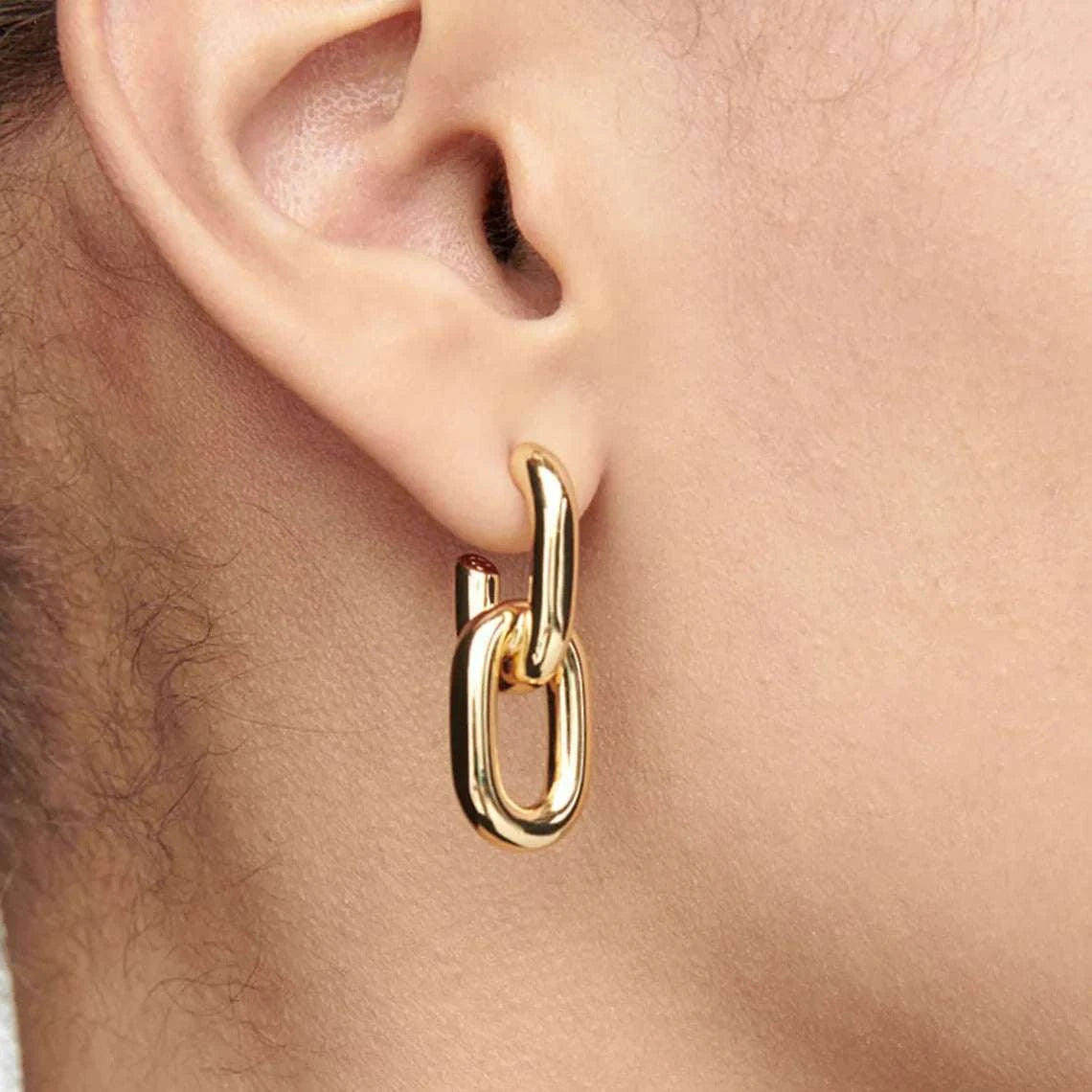 Stainless Steel Fashion Gold Color Geometric Square Hoop Earrings for 