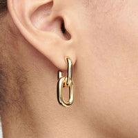 Stainless Steel Fashion Gold Color Geometric Square Hoop Earrings for 