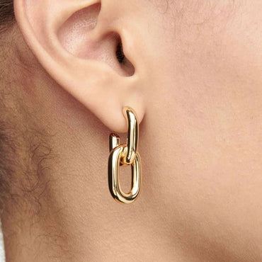 Stainless Steel Fashion Gold Color Geometric Square Hoop Earrings for 