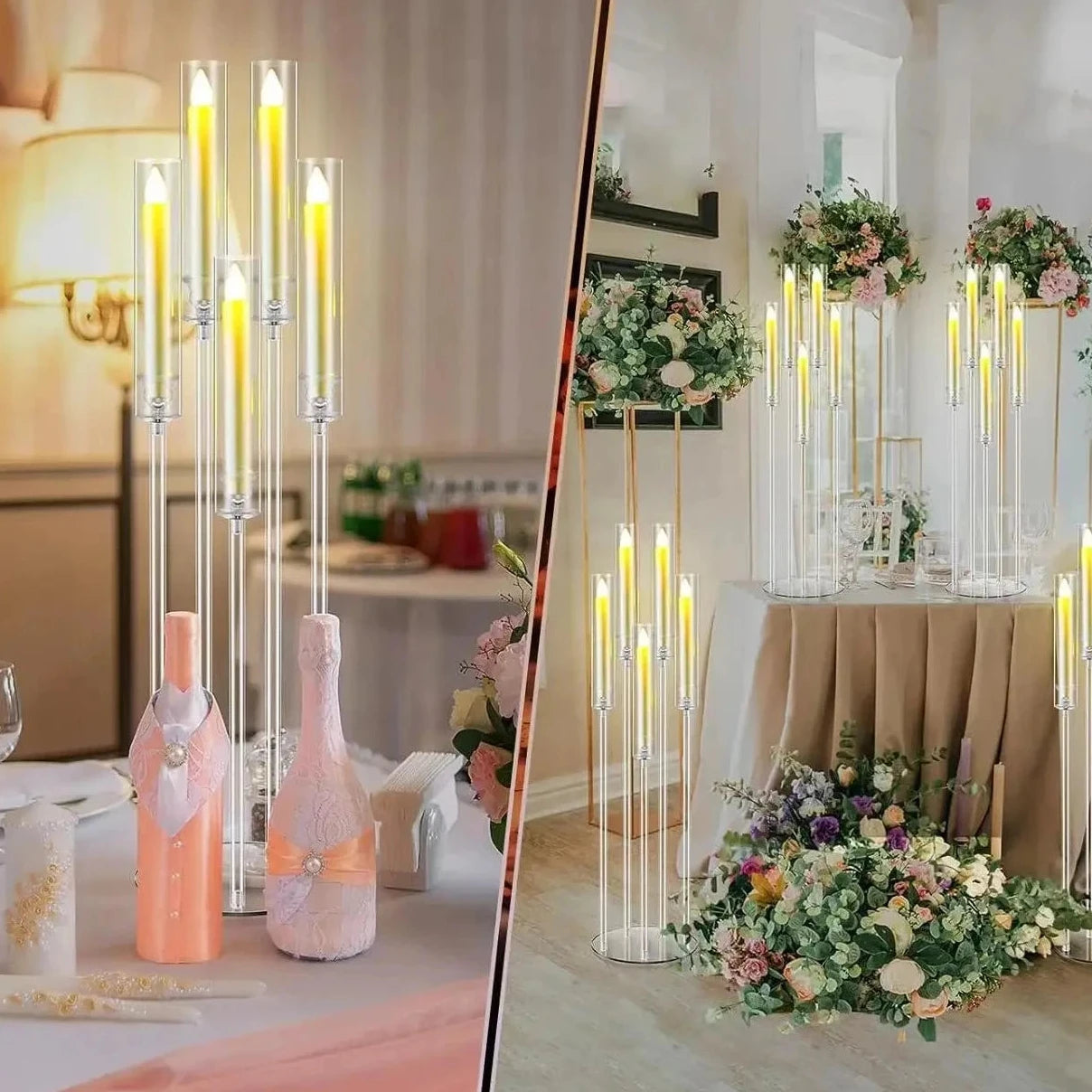 Clear Acrylic Taper Candle Holders - 8 PCS