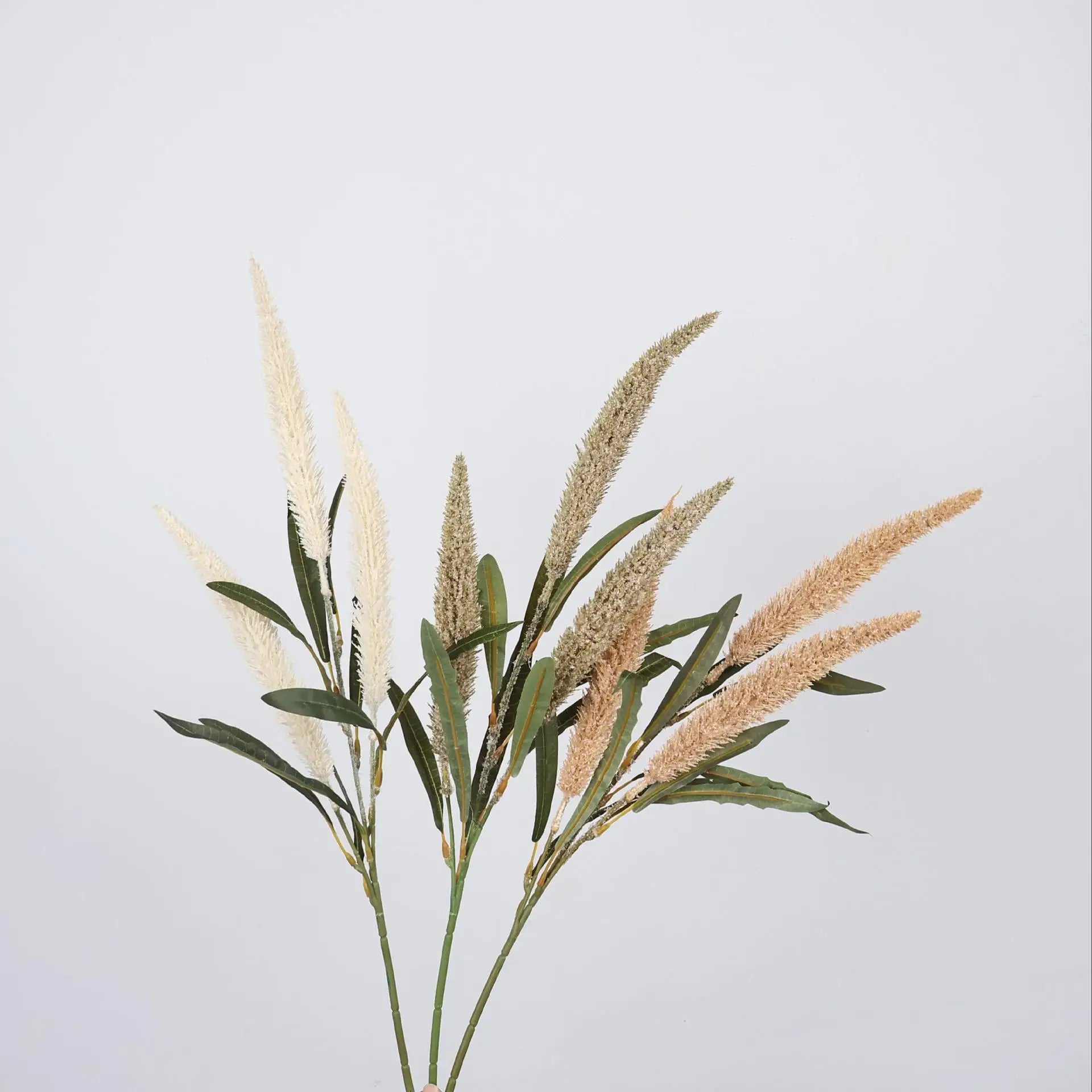 Flocked Autumn Reed Grass Branch