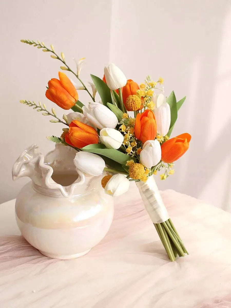 Orange Tulip Bridal Wedding Bouquet