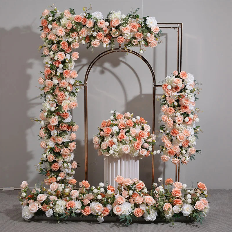 Peach and White Floral Wedding Arch Set