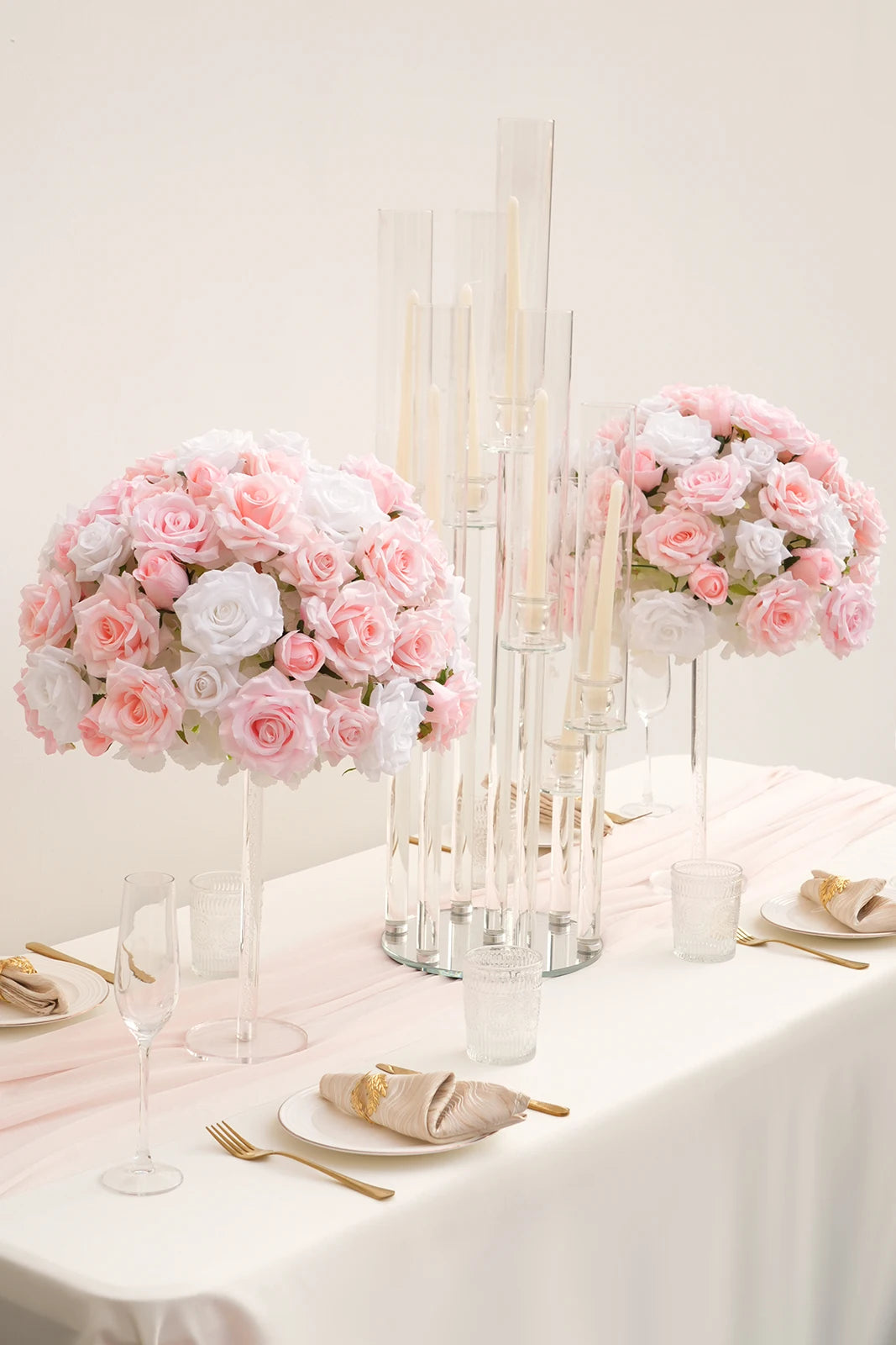 Baby Pink and White Table Flower Centerpieces