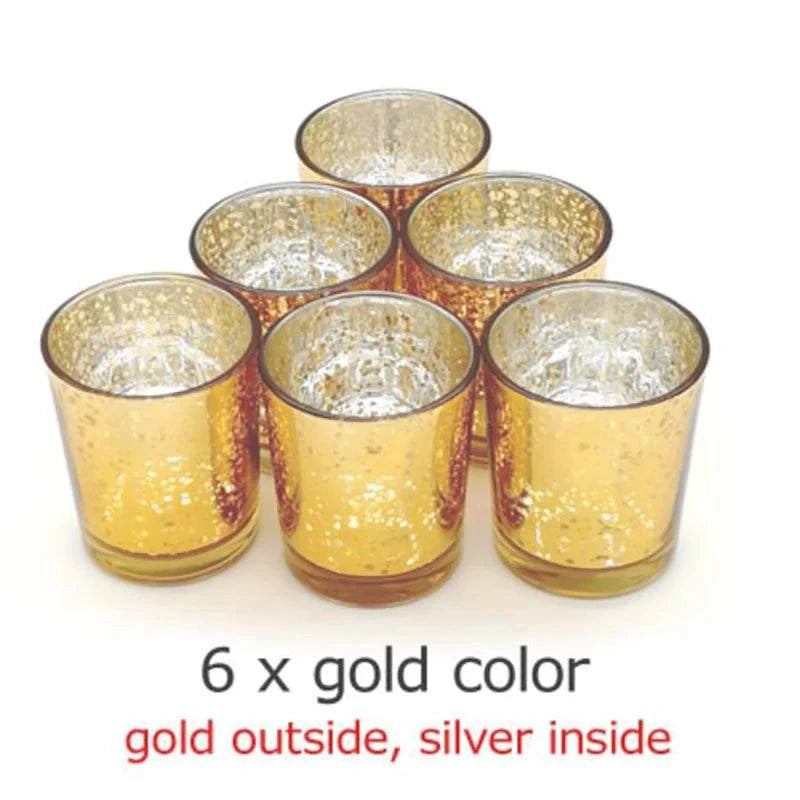 ERMAKOVA 6/12 Pcs Votive Candle Holder Mercury Glass Tealight Candle H