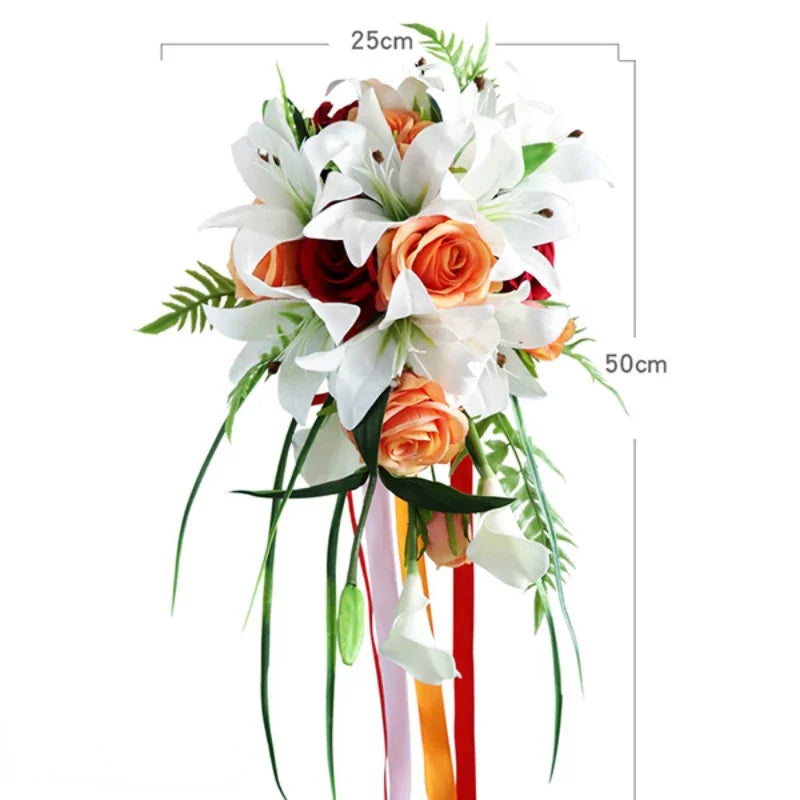 Champagne Waterfall Bridal Bouquet