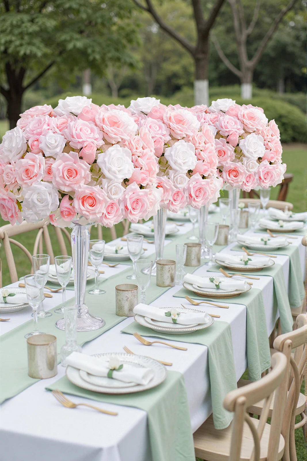 Baby Pink and White Table Flower Centerpieces