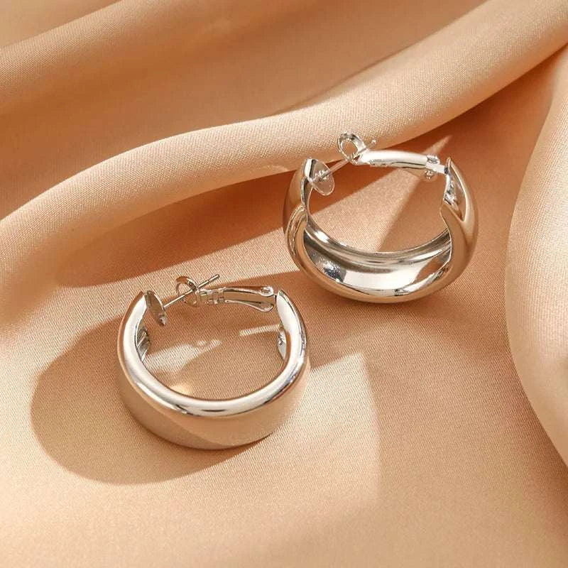 Gold Color Big Hoop Earrings Korean Geometry Vintage Metal Earrings Fo