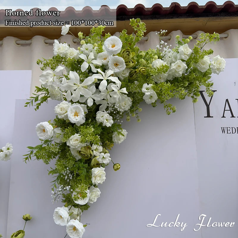 White Green Flowers Wedding Decoration Artificial Flowers Floral Backd