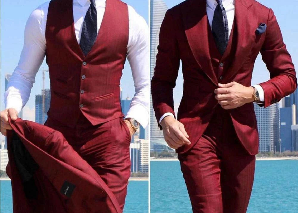 Elegant Wedding Tuxedos Suits Slim Fit Bridegroom For Men 3 Pieces Gro