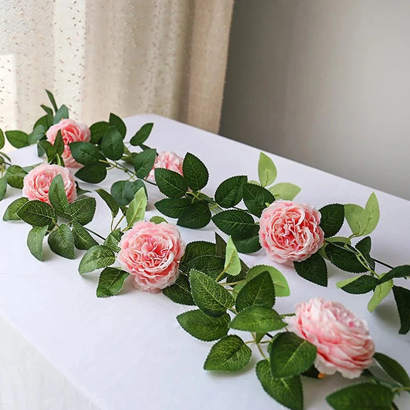 Pink Floral Garland with Greenery