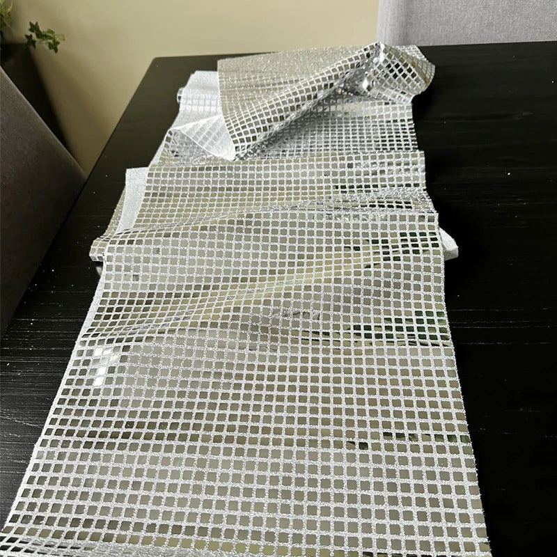 Mirror Silver Sequin Table Runner 70s 80s Theme Birthday Party Dining 