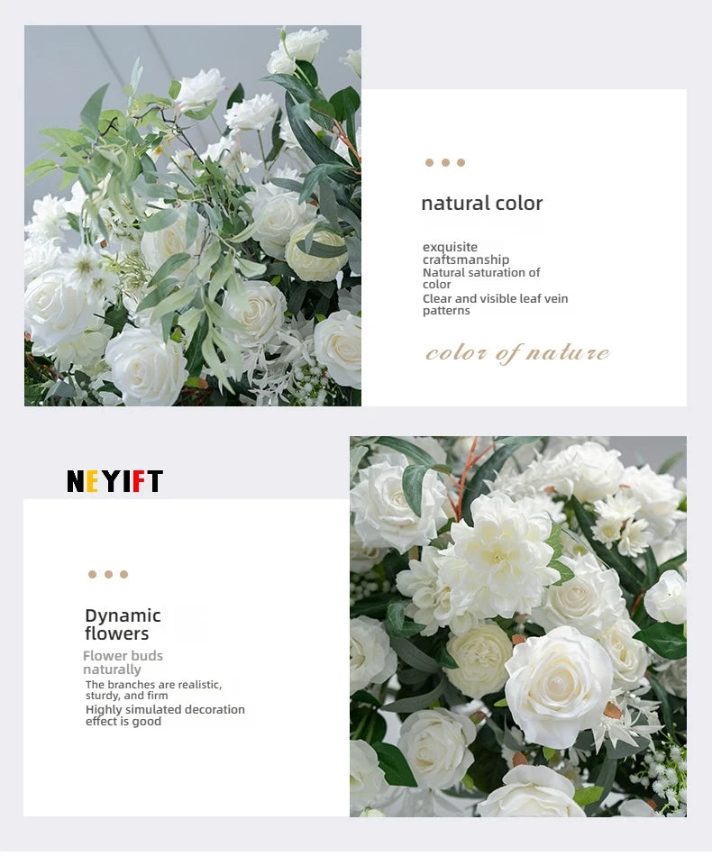 Green Olive Leaves White Rose Peony Flower Arrangement