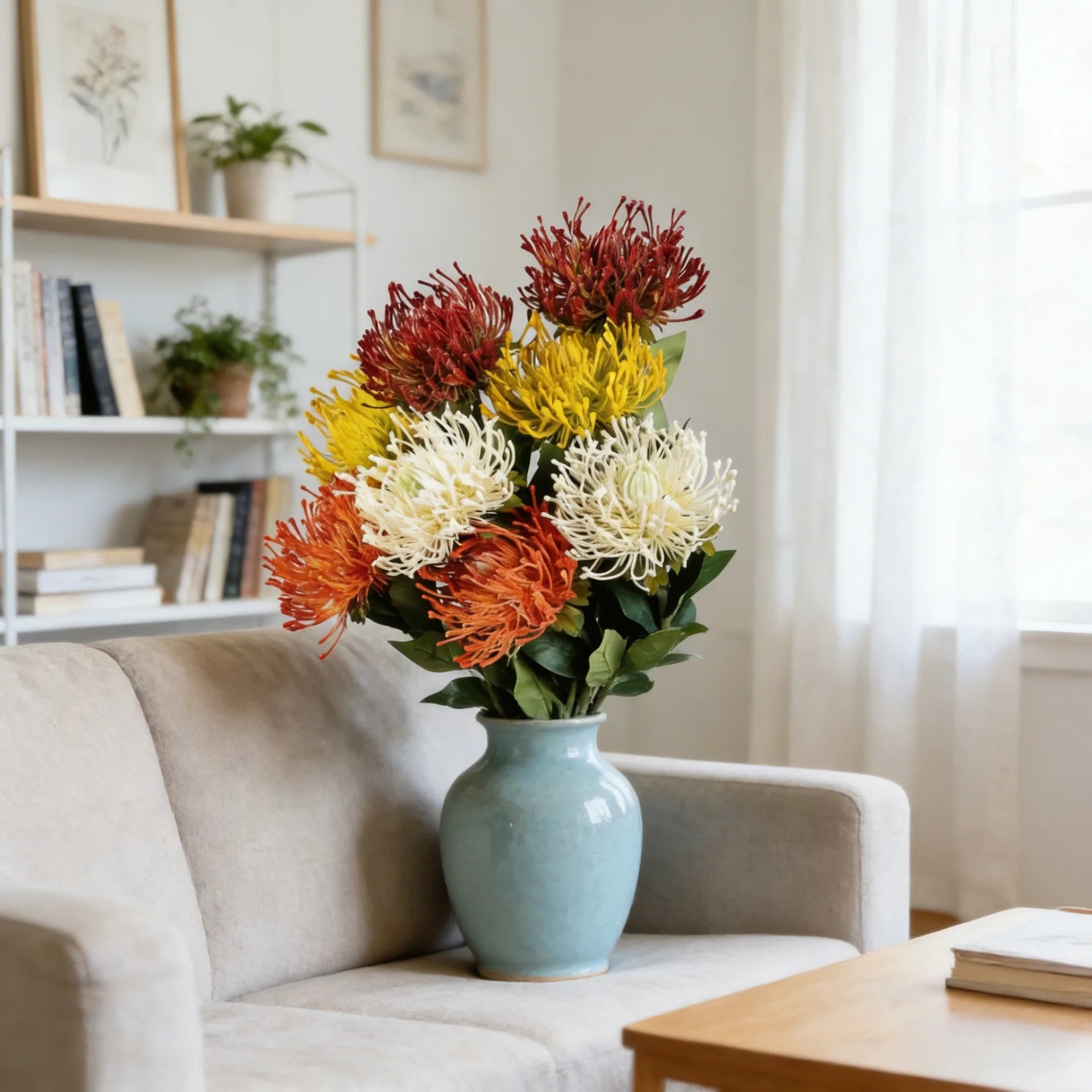 Protea Spider Chrysanthemum Decor Stem