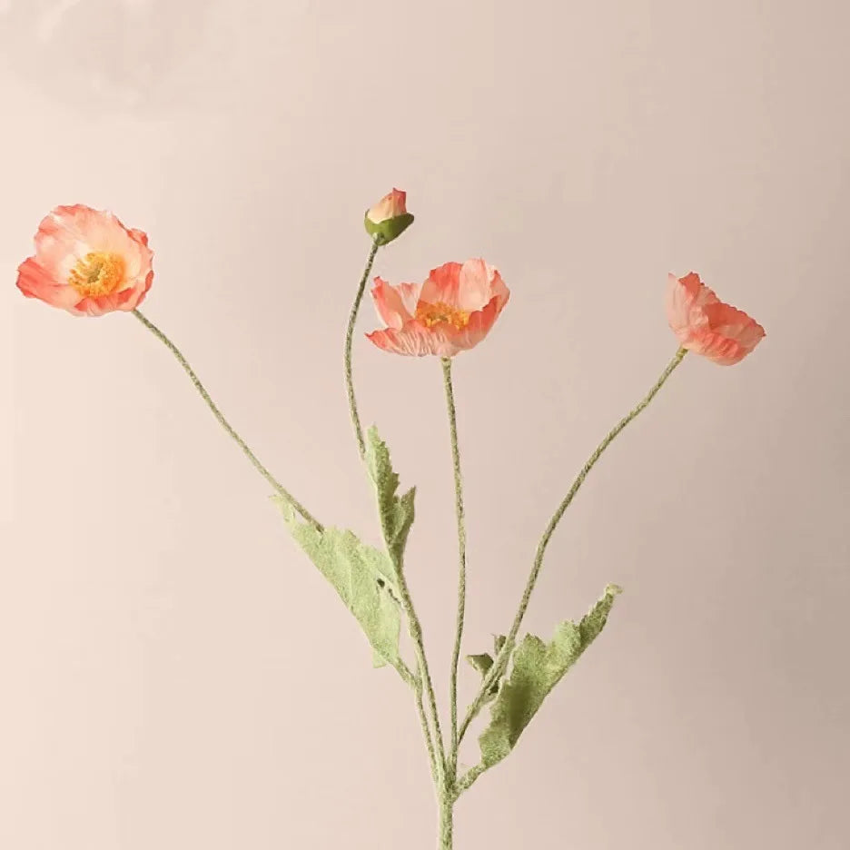 4 Head Artificial Poppy Flowers