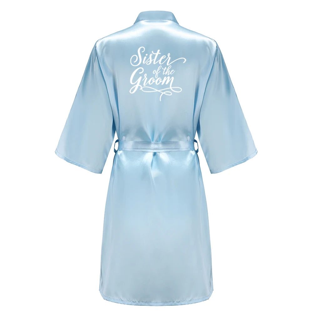 Light Blue Women's Satin Robe for the Wedding Party