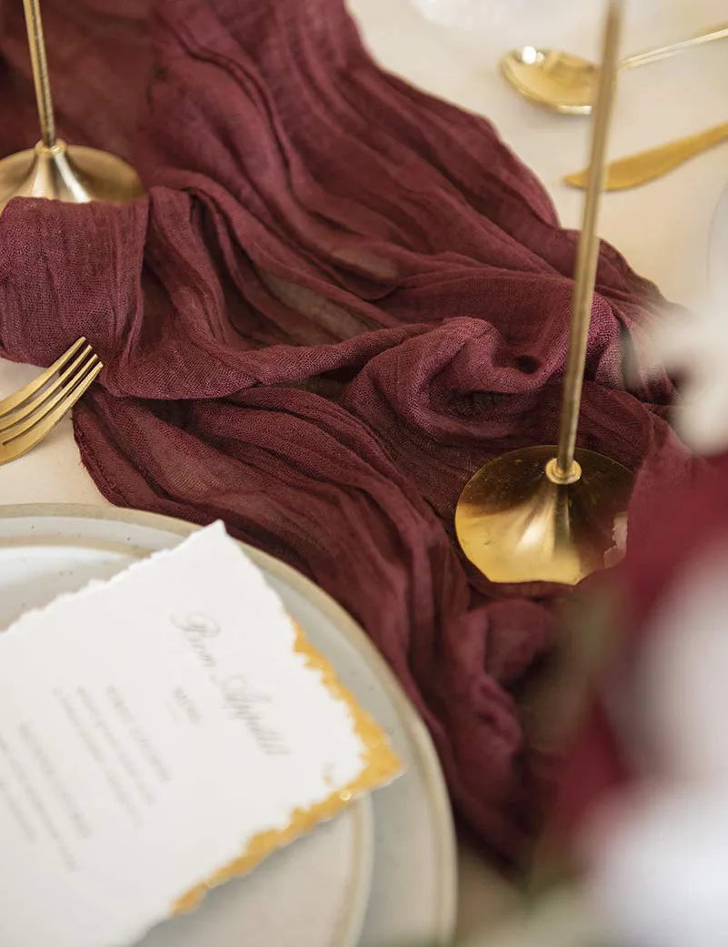 Soft Gauze Rustic Setting Table Runner and Napkin Set