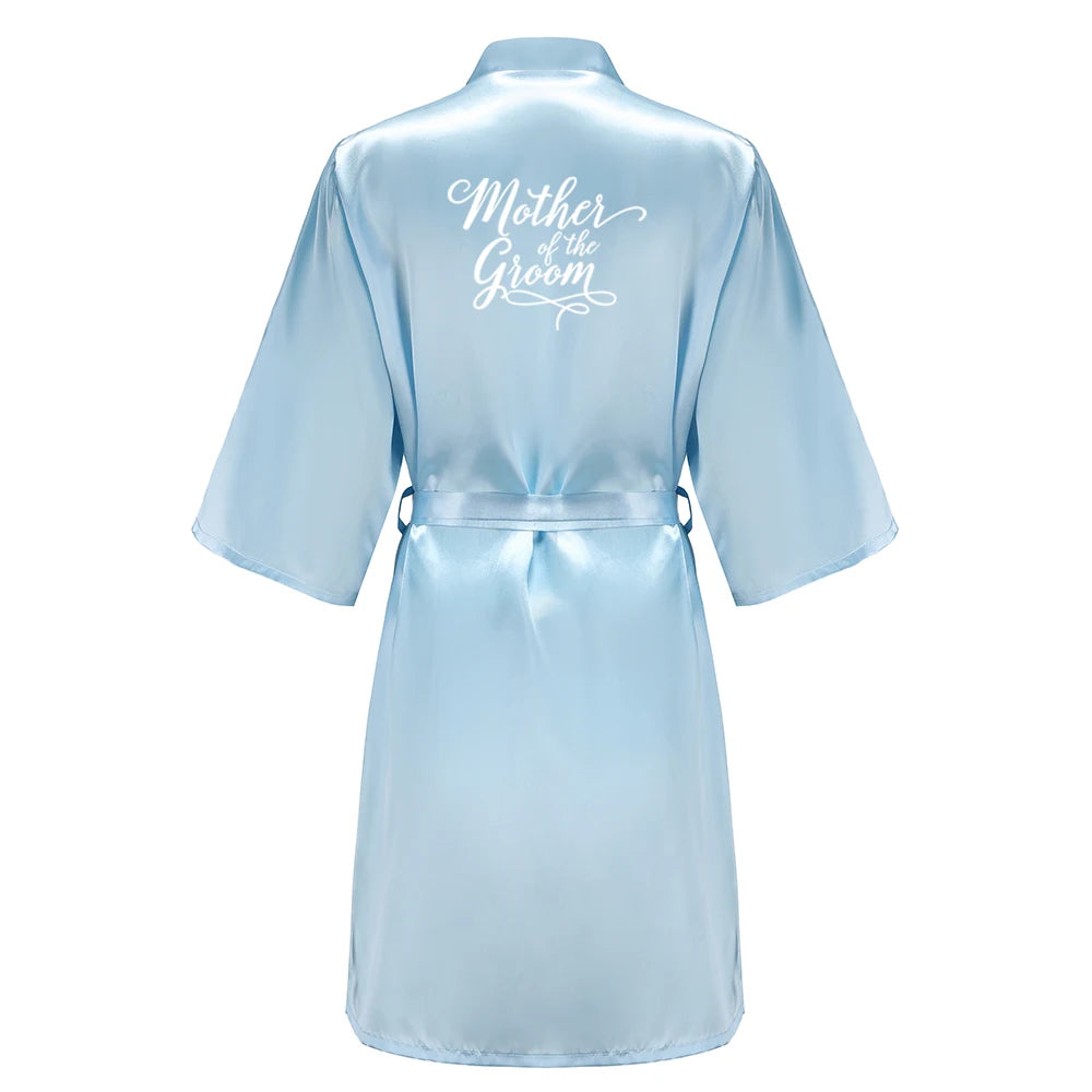 Light Blue Women's Satin Robe for the Wedding Party