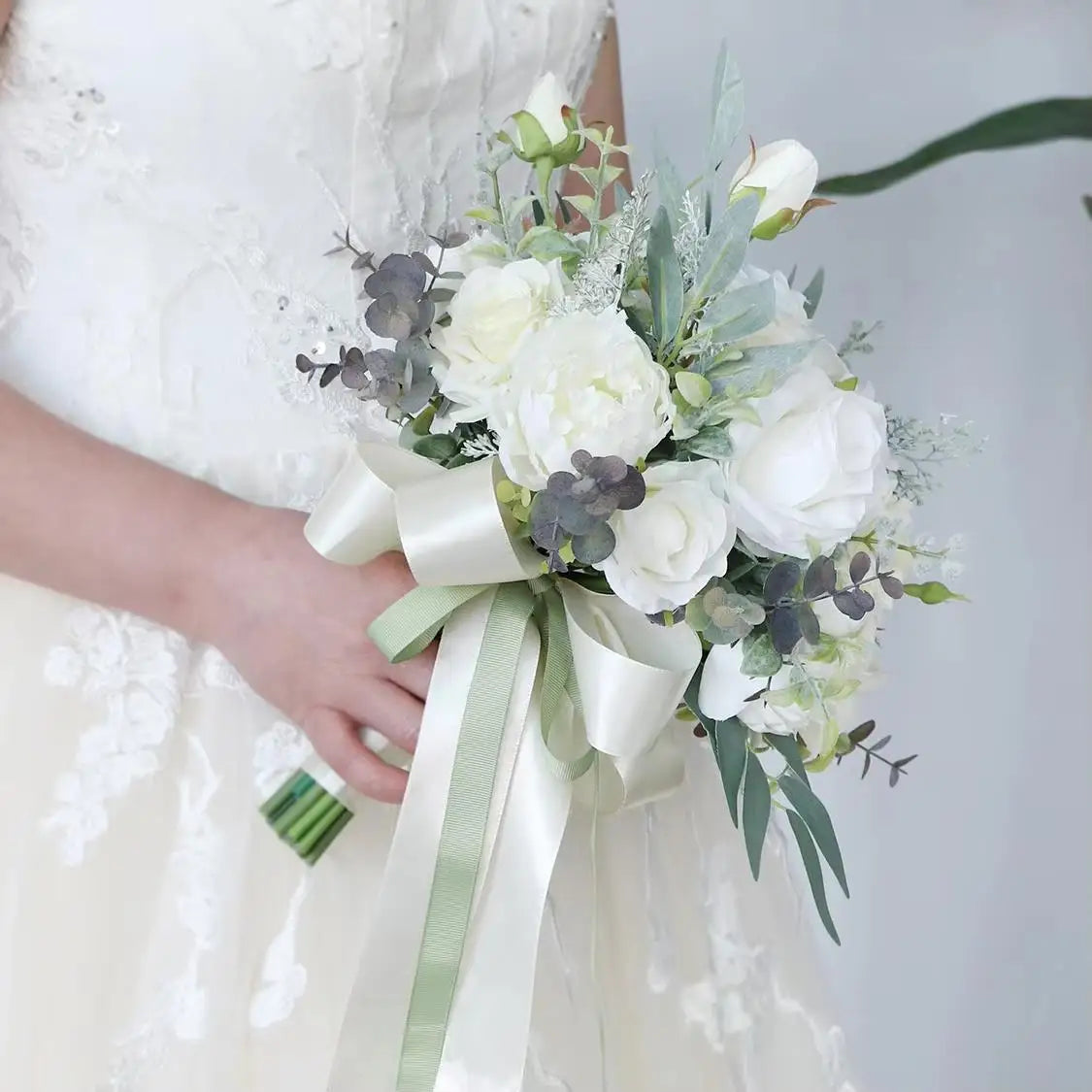 Blue Silk Rose Bridal Wedding Bouquet