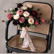 Romantic Blush & Burgundy Garden Rose Bridal Bouquet