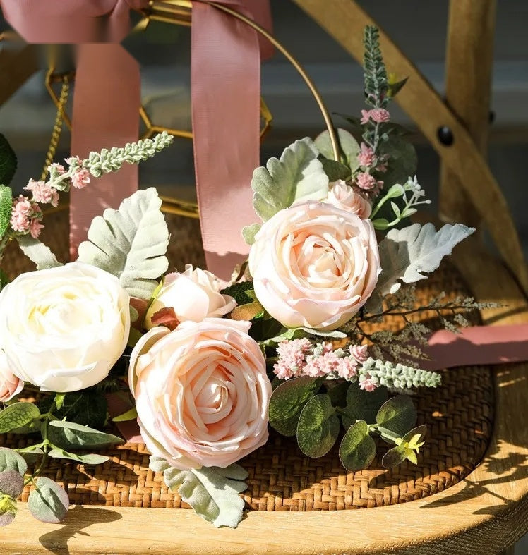 Blush & Ivory Rose Gold Hoop Bouquet — Bridal Bouquet Alternative