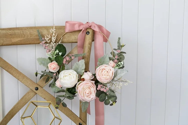 Blush & Ivory Rose Gold Hoop Bouquet — Bridal Bouquet Alternative