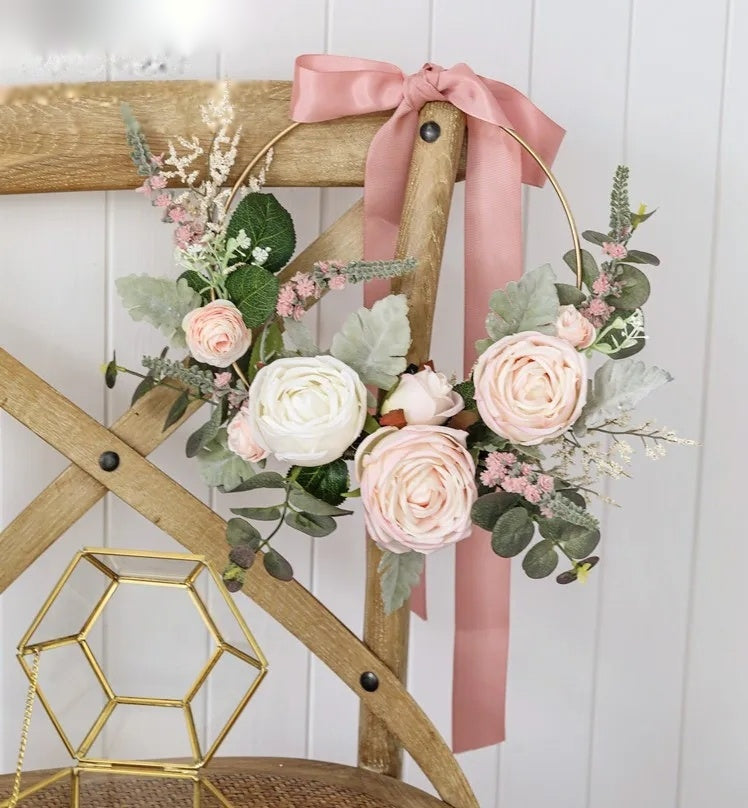 Blush & Ivory Rose Gold Hoop Bouquet — Bridal Bouquet Alternative